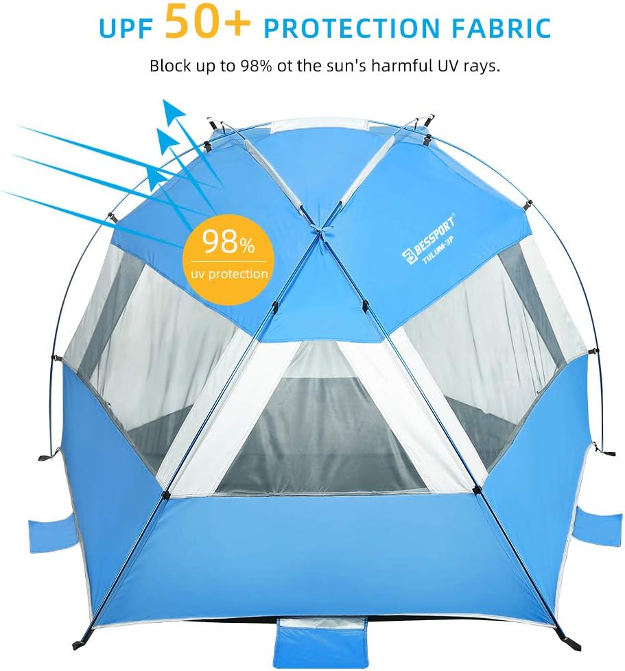 Bessport Tienda de Playa con Sun Shelter para 1-2 Personas 3-4Personas