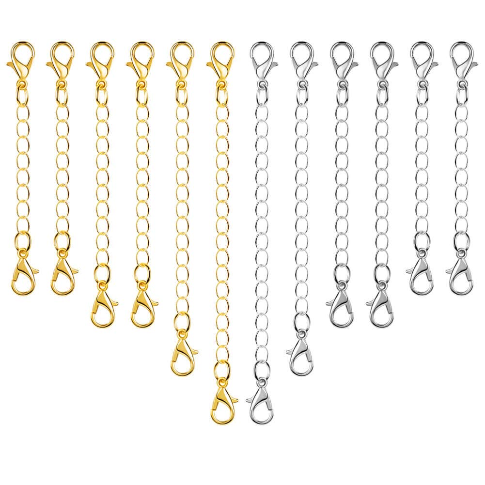 Paxcoo 12Pcs Chain Extender Jewelry Necklace Lobster Clasps and Closures for Necklace Bracelet Jewelry Making Supplies