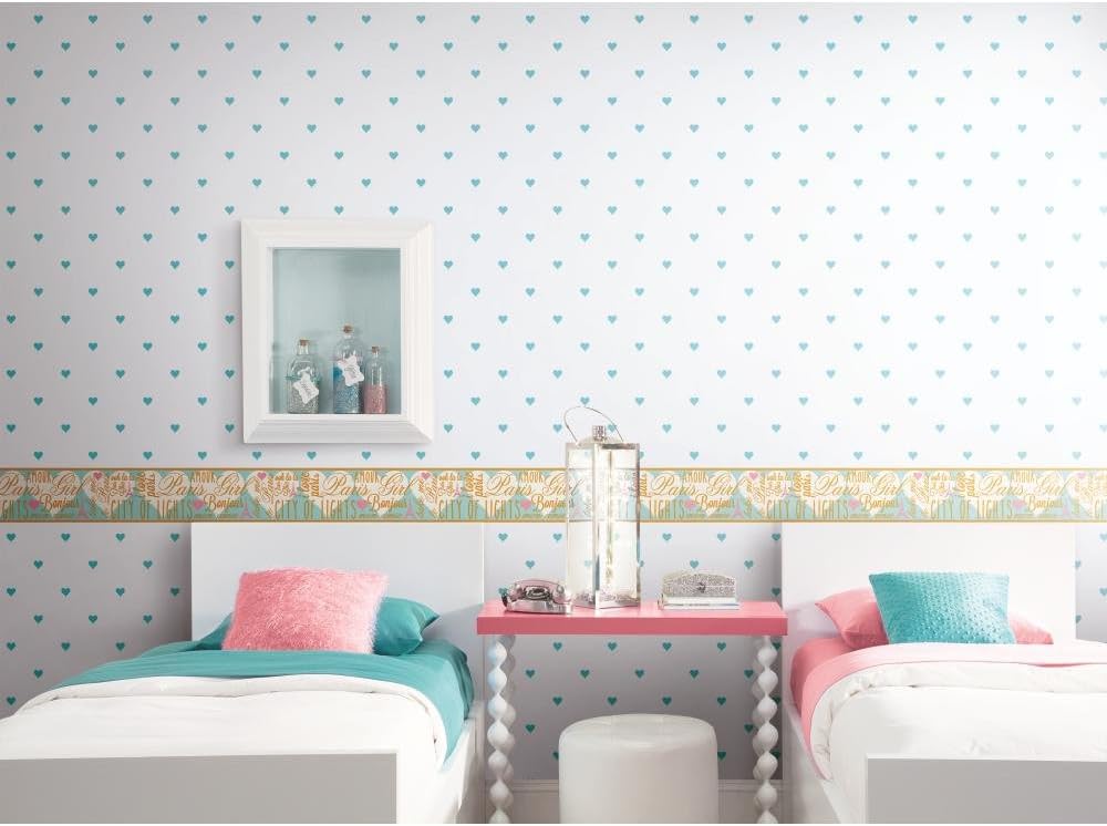 York Wallcoveringss and Sisters V City of Lights Border, Light Pink/Mediu Pink/Black/Silver Glitter - Image 3