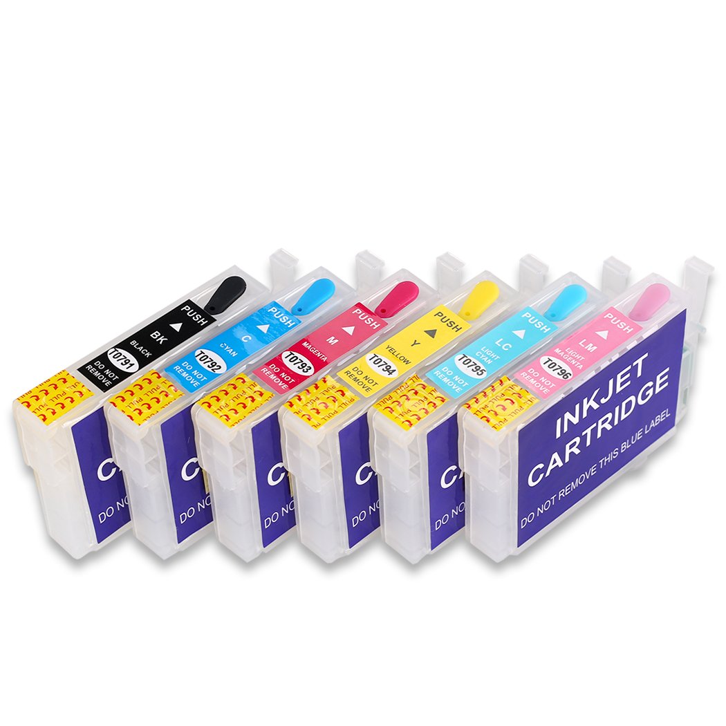 HEMEI Empty Rechargeable Ink Cartridge Replacement For T0791-T0796 Ink,Works With Stylus Photo 1400 1500W P50 PX650 PX660 PX700W PX710FW PX720WD Printer