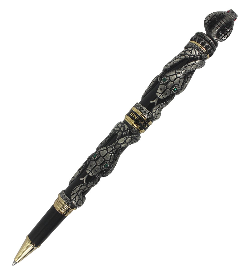 Abcsea Snake Rollerball Pen Cobra Three-Dimensional Pattern Collection Pen - Antique Silver
