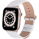 Fullmosa Leather Bands Compatible with Apple Watch Band 49mm 46mm 45mm 44mm 42mm for Men Women, Top Grain Genuine Leather Strap for iWatch Series 11/10/9/8/7/6/5/4/3/2/1,Ultra3/2/1,SE3/2/1, Off-white/Rose Gold