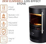 Warmlite Elmswell Round Contemporary Stove 2000W Black with LED Flame view 2