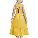 tiny sugar Girls Summer Maxi Dress Sleeveless Back Detailed Tiered Sundress with Pockets 5-12 Years
