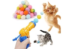 Mewlmart Interactive Cat Toys - Indoor Cat Enrichment with Launchers, Pom Pom & Puff Balls (100 Balls)