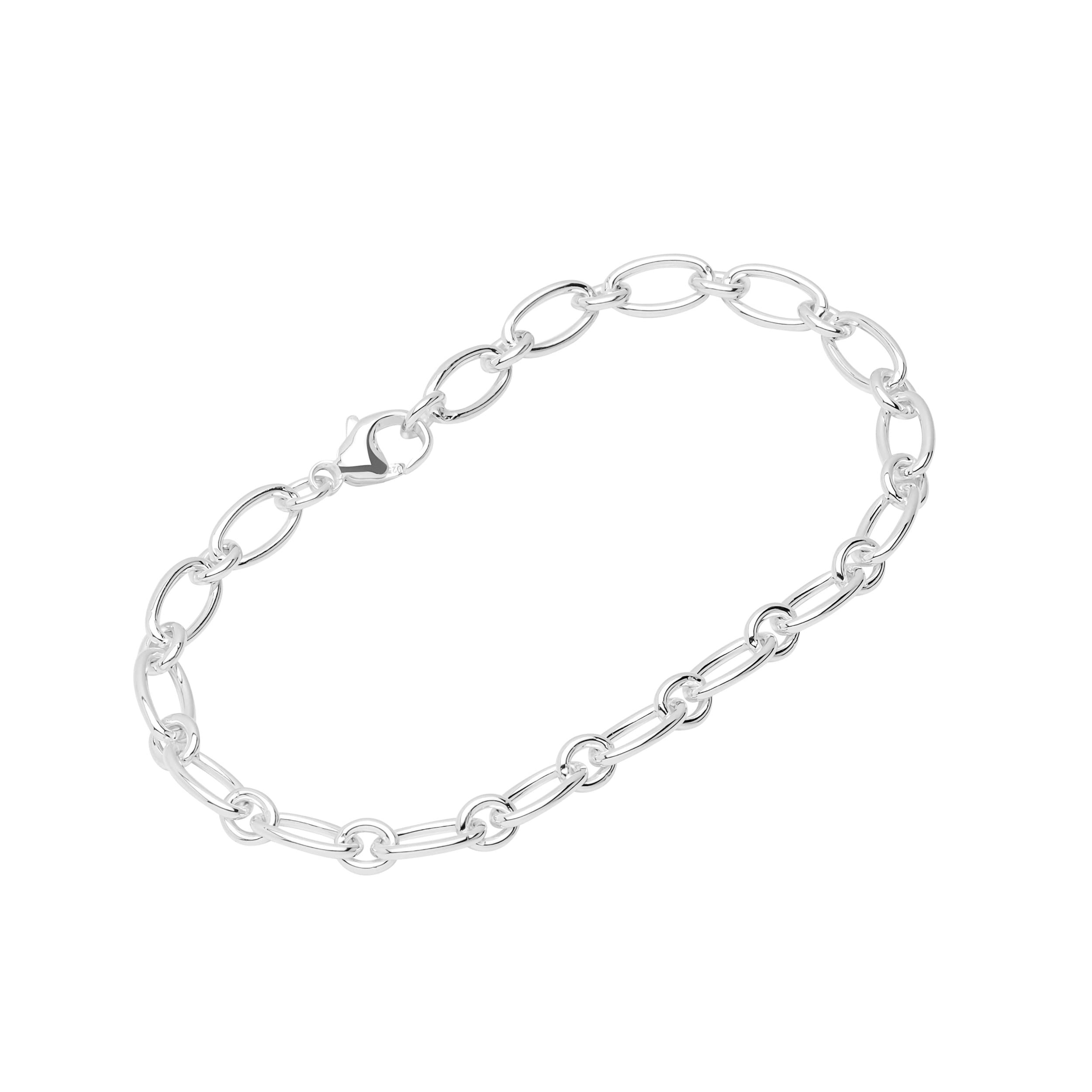 NKlaus bracelet 925 Sterling Silver 19cm Figaro anchorchain round ladies bracelet chain 12439