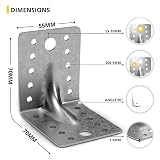 CUALITYX Angle Brackets 10pk 70mm Heavy Duty Galvanized Steel L Brackets Wood view 2