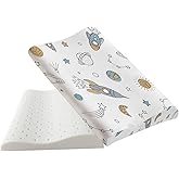 Hebove Kids Pillow Toddler Youth 2 Year old3 Bed for Neck Small Pillows Pillows for Sleeping Bedroom Memory Foam Aged 1 to 8(19.6''x11.8''x1.5-2.3'')