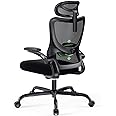Marsail Ergonomic Office Chair with Headrest Mesh Office Computer Desk Chair with Adjustable Lumbar Support Rolling Work Swivel Task Chairs with Wheel 3D Armrests