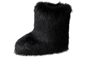 YESBOR Women's Faux Fur Boots Fluffy Mid-Calf Fuzzy Winter Snow Boots Outdoor Flat Shoes
