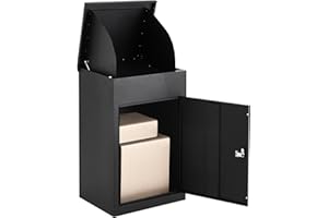 TOWALLMARK Package Delivery Boxes for Outside, Extra Large Parcel Drop Boxes with Lock, Anti-Theft Galvanized Steel, IPX3 Waterproof Weather Resistant Mailbox for Porch Fence Curbside (23.2"L x 18"W x 43.7"H)