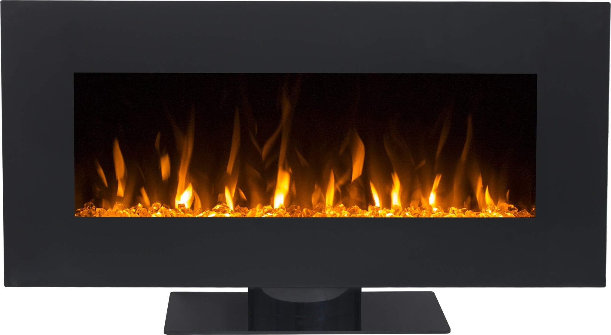 Electric Fireplace Flash AFLAMO | Black| Wall Fireplace| Base Fireplace |Bluetooth Speaker | Two Heating Levels (750-1500 W) | only 12 cm deep | (107x51x12)
