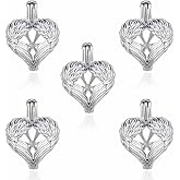 LGSY 5Pcs Silver Wings Heart Cage Pendants Crafting Charm for DIY Necklace Bracelet Jewelry Making