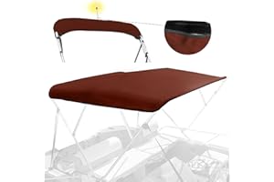 YIMSTING 4 Bow Bimini Top Replacement Canvas for Boat with Light Hole and Storage Boot, Easy Install Zipper Sleeves, Heavy Duty Waterproof, 900D Marine Sun Shade Boat Canopy Without Frame, 8'L 97"-103"W Claret