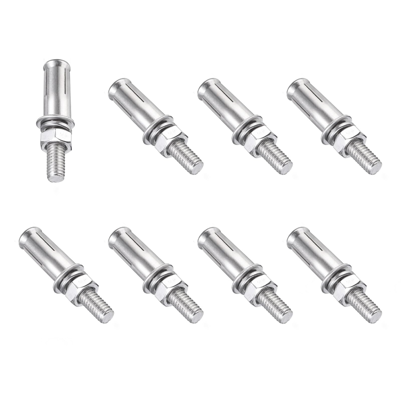PATIKIL M8 x 50mm Expansion Bolts, 8Pcs 304 Stainless Steel Expansion Screw Bolts Sleeve Anchoring Fastener for Wall Concrete Brick Wall Drywall Air Conditioner, Silver