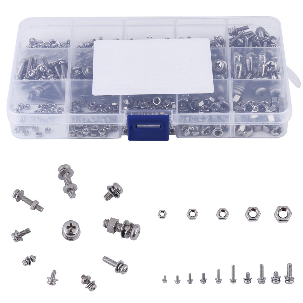 400pcs Flat Cross Pan Head Screws and Hex Nuts Washer M2 M2.5 M3 M4 M5 for Machine Fastener, Fastening Parts