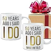 Dnuiyses Novelty 50 Years Ago Mugs Set Anniversary Wedding Gifts for Couple, 50 Years Ago I Said I Do Wedding Anniversary Mug, 50th Mug Gifts for Parent Husband Wife Grandparent Friend