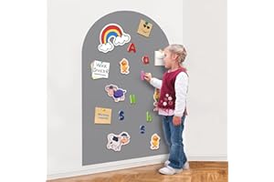 Warasee Magnetic Wall Decal Arch, 15'' x 31'' Magnetic Chalk Board Sticker for Kids, Playroom, Home (Light Gray)