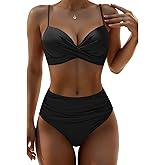 Aqua Eve Women Underwire Bikini High Waisted Bathing Suit Tummy Control Two Piece Swimsuit