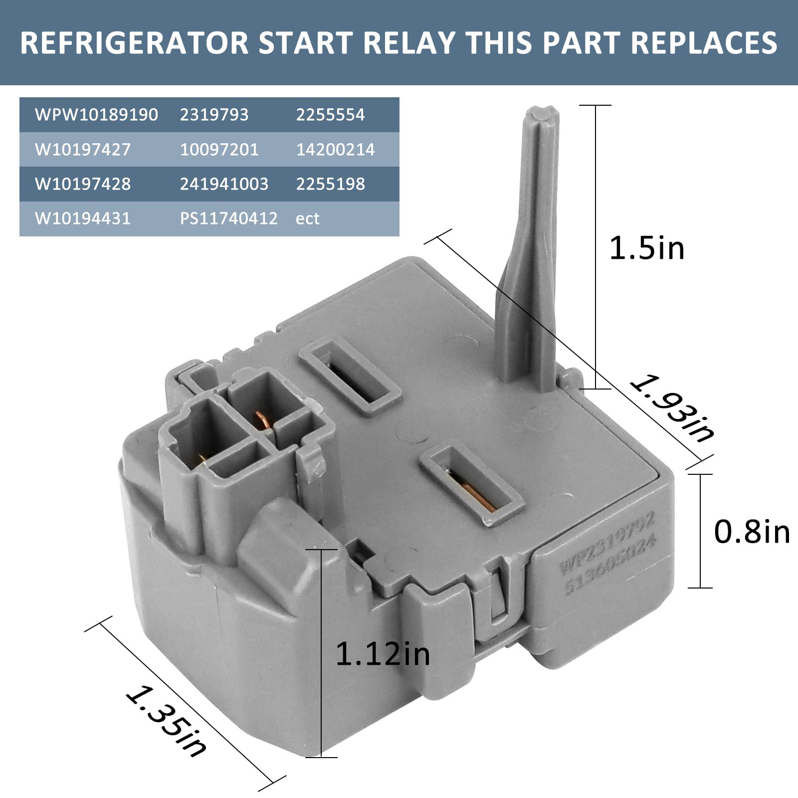 2319792 W10189190 W10197428 TSD2 Refrigerator Compressor Start Relay Device & W10662129 Run Capacitor by Fetechmate Compatible with Whirl-Pool Ken-More Refrigerator