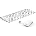 seenda Rechargeable Wireless Keyboard Mouse, Ultra Thin Low Profile Wireless Keyboard and Mouse with Number Pad, Quiet Portable Combo Compatible for Windows XP/7/8/10/11/11 Pro, Silver White