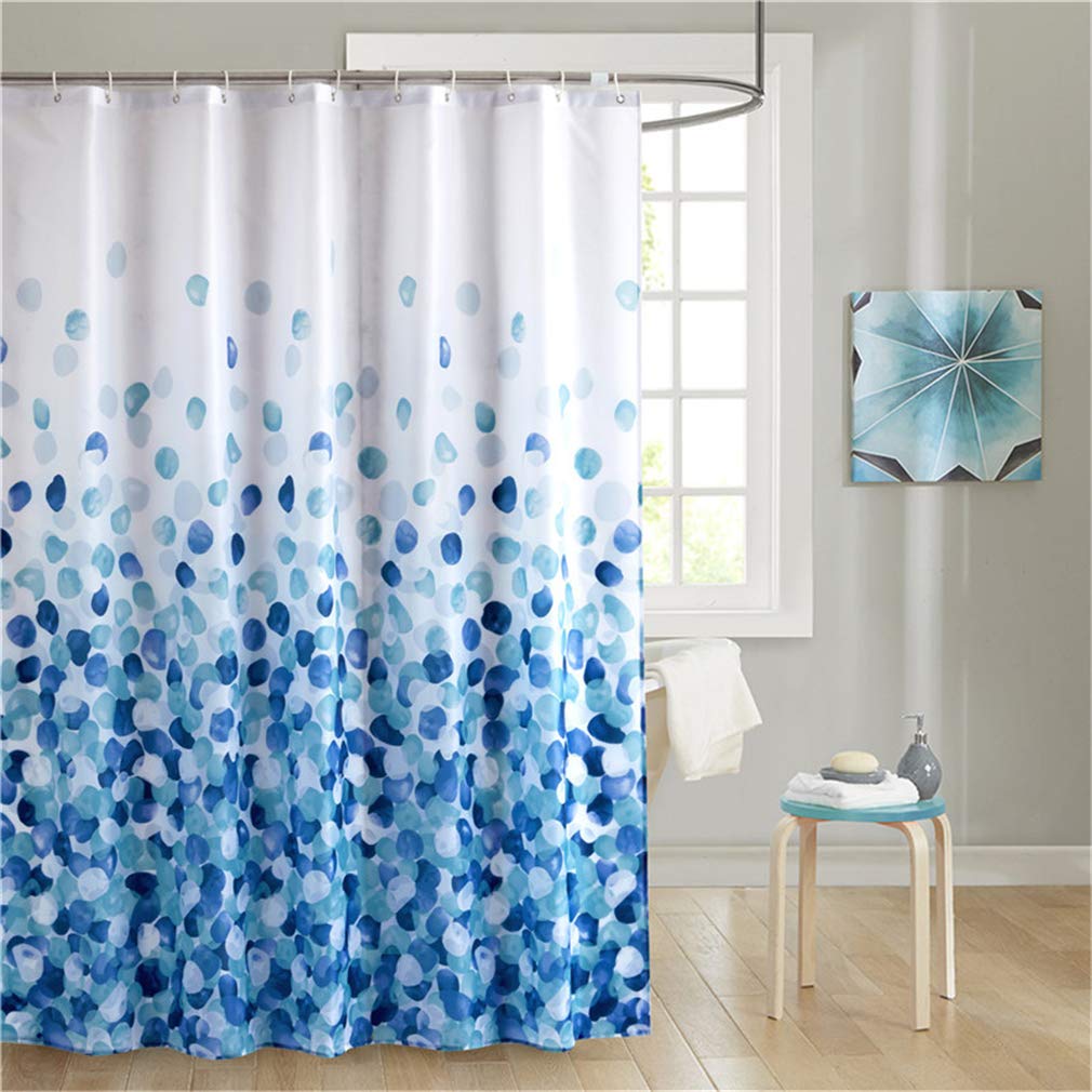 Xlabor Flowers Thick Shower Curtain 240 x 200 cm Waterproof Fabric Anti-Mould Including 12 Shower Curtain Rings Washable Bath Curtain 240 x 200 cm Blue