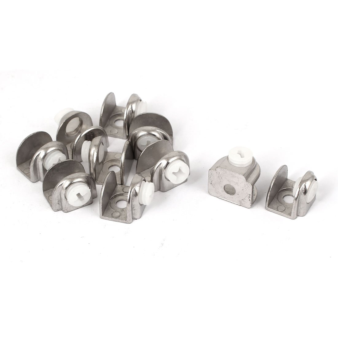 Sourcingmap Glass Shelf Bracket Adjustable Metal Door Cabinet Clamp Clip Holder for 5.5-10mm Thick 10pcs