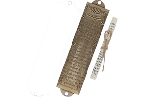 PARTYKINDOM Metal Blessing Mezuzah Mezuzah with Scroll for Door, Bless This House Brass Mezuzah Religious Home Decor for Door Wall Self Stick Mezuzah