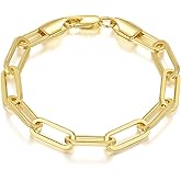 STREYANT Gold Bracelets for Women Men Bracelet Robust Paperclip Gold Chain Bracelet Layer with Other Jewelry Presents for Women & Men 6.5/7/7.5/8/9in