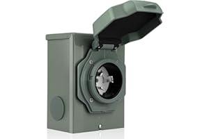 Rundik Pre-Drilling 50 Amp Generator Inlet Box, NEMA 3R Generator Transfer Switch, NEMA SS2-50P PB50 Weatherproof Power Inlet Box, 125/250 Volt, 12500 Watts Generator Accessories, ETL Listed