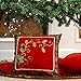 Traditional Holly Leaves Tartan Plaid Christmas Pillow Covers, 16x16 Inch, Themed with Tree Skirt(Not Included)