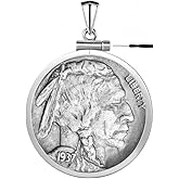 Geruibi Sterling Silver 5 Cent/Buffalo Nickel Border Screw Top Coin Border is suitable for 21.22mm diameter 2mm thickness, Coins Not Included