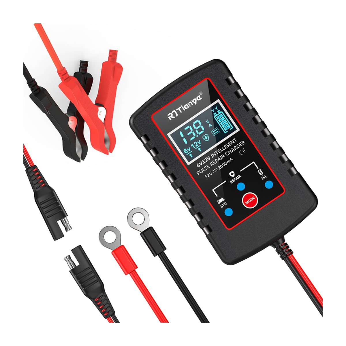 Photo 1 of zipelo Car Battery Charger, 6V 12V Automatic Smart Trickle Battery Charger, Intelligent Pulse Repair Charger with ASE Adapter Cable, Battery Desulfator for Motorcycle Lawn Mower Marine