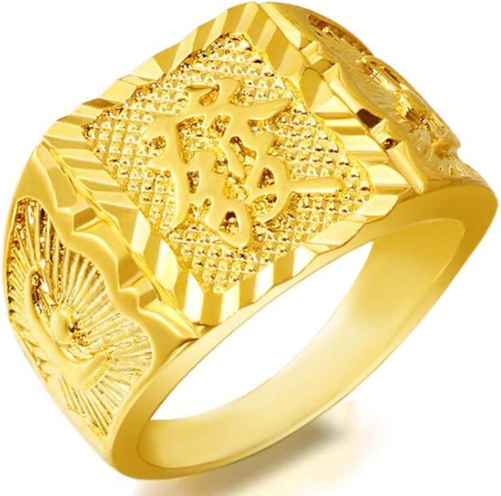 Jude Jewelers Stainless Steel Gold Plated Luxurious Chinese Character