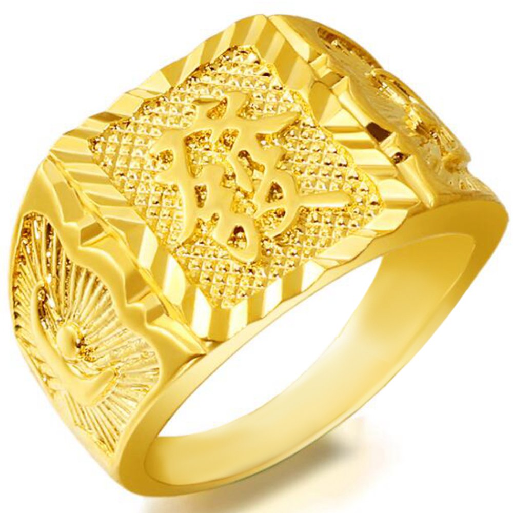 Stainless Steel Gold Plated Luxurious Chinese Character Style RICH