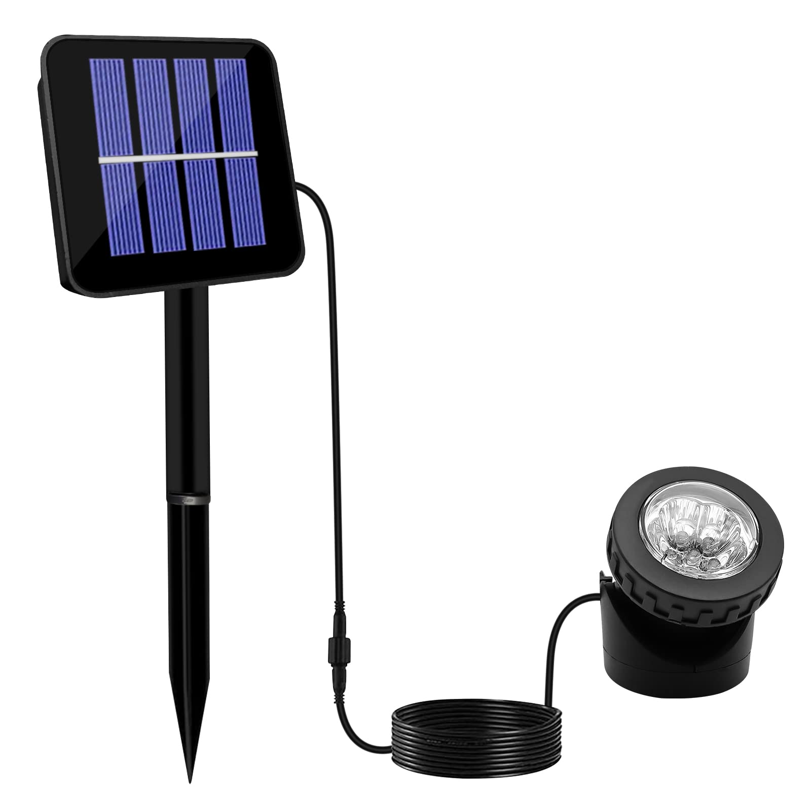 Photo 1 of Solar Spot Lights Outdoor, LED Waterproof Pond Light Solar Spotlight Underwater Light Security Lighting Dark Sensing Auto On/Off Adjustable Lighting Angle, for Outdoor Lawn Fish Tank Pool (1 Pack)