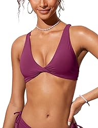 CRZ YOGA Womens V Neck Bikini Tops Twist Front