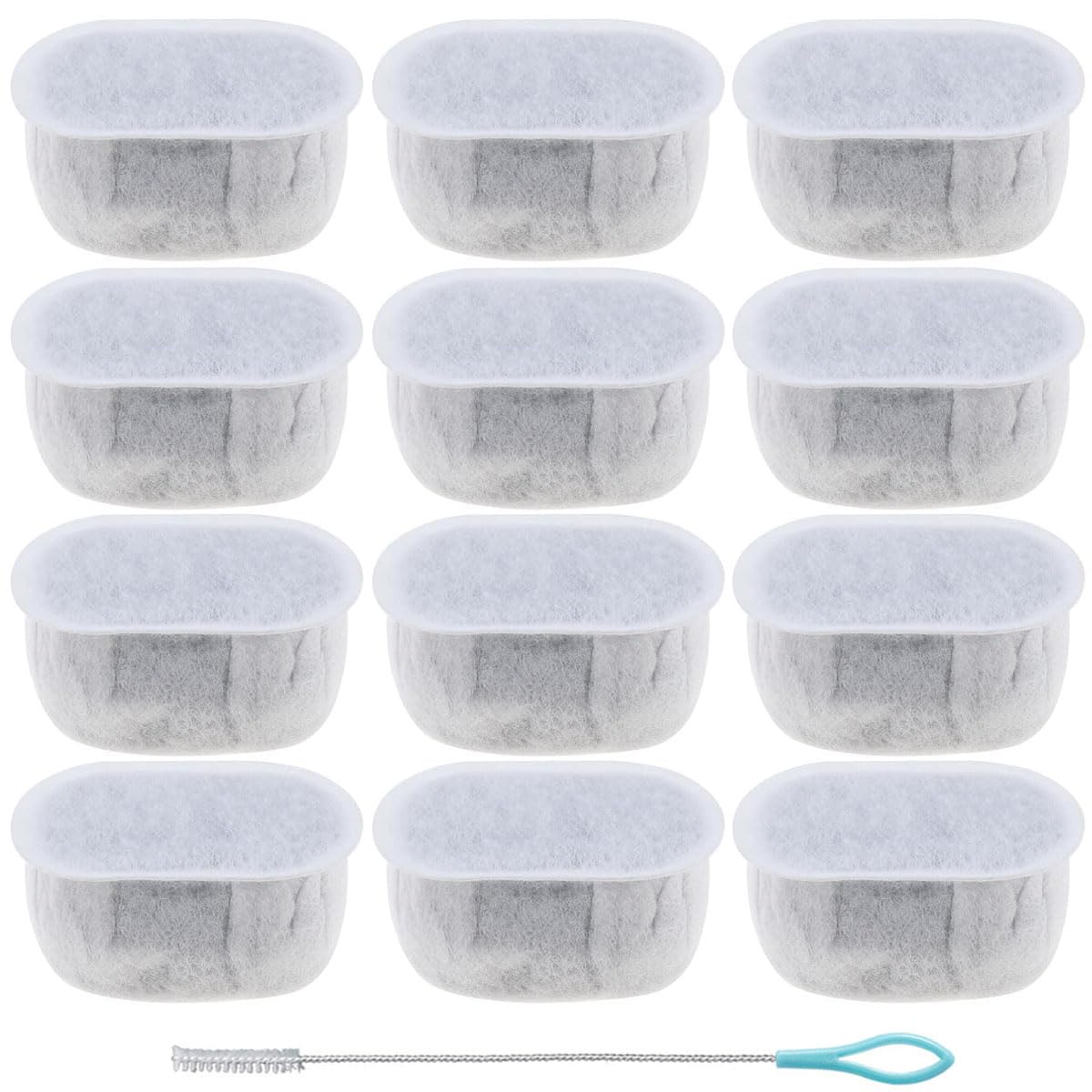 Acmerota Pack of 12 Replacement Cat Drinking Fountain Filter Compatible for WOPET 67oz/2L Automatic Cat Fountain, Cat Fountain Filter Fits for W300 W500 Water Dispenser for Pets Drinking Fountain