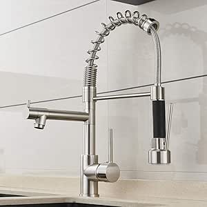 Primavera,Cocina Grifo,Con Rociador,Cepillado Níquel,Tirar Down,Soltero