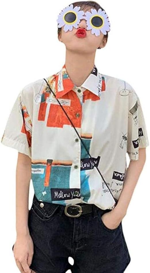 Amazon Taishan シャツ レディース 半袖 アロハシャツ ゆったり ブラウス カジュアル プリントシャツ かわいい 夏服 着 痩 トップス ファッション ビーチ 原宿系 通勤 シャツ ブラウス 通販