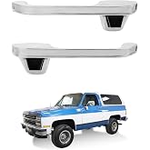 Metal Chrome Exterior Front Left &amp; Right Side Door Handles, OE# 77047 90025 | Compatible with 1973-1991 Chevy C/K/R/V 10 20 30 1500 2500 3500, GMC C/K 15 25 35 R/V 1500 2500 3500 Pickup Suburban Blazer