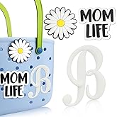CONLI 3 PCS Letter Charms Compatible with Bogg Bag, Insert Letter Decorative Accessories for Rubber Beach Tote Bag, Floral Accessories Charm Compatible with Beach Handbag
