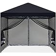 MASTERCANOPY Pop-Up Setup Outdoor Canopy with Netting Screen Walls (10x10, Black)
