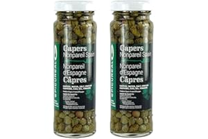 Epicureal Spanish Nonpareil Capers in A Vinegar & Salt Brine - 100mL (3.4oz) Pack of 2 Jars | Hand Picked, No Additives or Pr