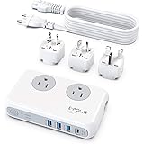 [Pure Sine Wave] Power Voltage Converter and Travel Adapter, E-POLAR 220V to 110V Power Step Down Converter with 4 USB Ports 