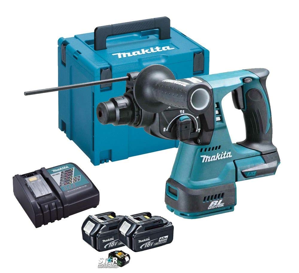 Makita DHR242RMJ 18V Li-Ion LXT Brushless Rotary Hammer - Complete with 2 x 4.0 Ah Li-Ion Batteries and Charger Supplied in A Makpac Case