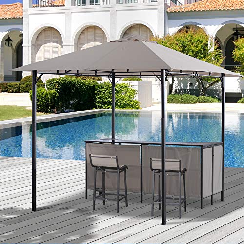 Outsunny 8' x 8' 3Piece Patio Bar Set with Gazebo Canopy 2 Bar Stools