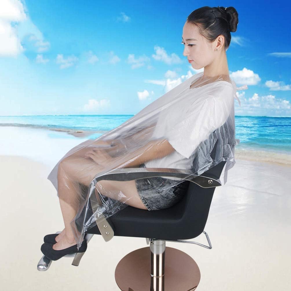 Cape Barber Cloth, 100pcs/lot Professional Stretchy Disposable Hair Cutting Cape Salon, Gown Hair Coloring Salon Stylist,Clear