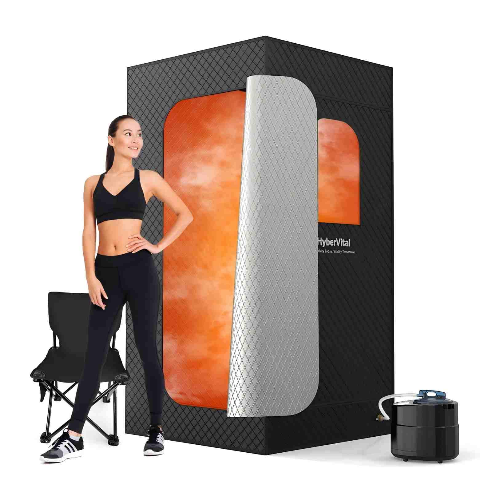 Photo 1 of HyberVital Sauna Box, Portable Sauna for Home, Large Sauna Tent with 3.0L Steamer for Full Body SPA, ?Experience A21101 Porch Swing Kit?