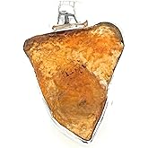 Natural Mexican Fire Opal 925 Solid Sterling Silver Pendant 25mm